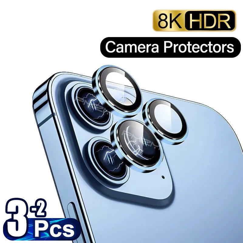 2-3 Pcs Protetores De Lente De Câmera Para iPhone 11 12 13 14 15 16Plus 16Pro Max Anel De Metal