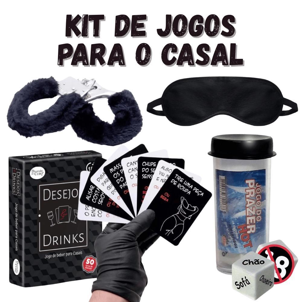 Kit casal sex shop produtos Baralho desejos e drinks + algema pelúcia + venda + jogo de dados em Oferta na Shopee