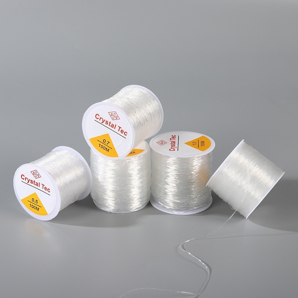 Fio de Silicone Elástico Pulseira 100 metros 0.5mm 0.6mm 0.7mm 0.8mm 1mm Resistente Crystal TEC
