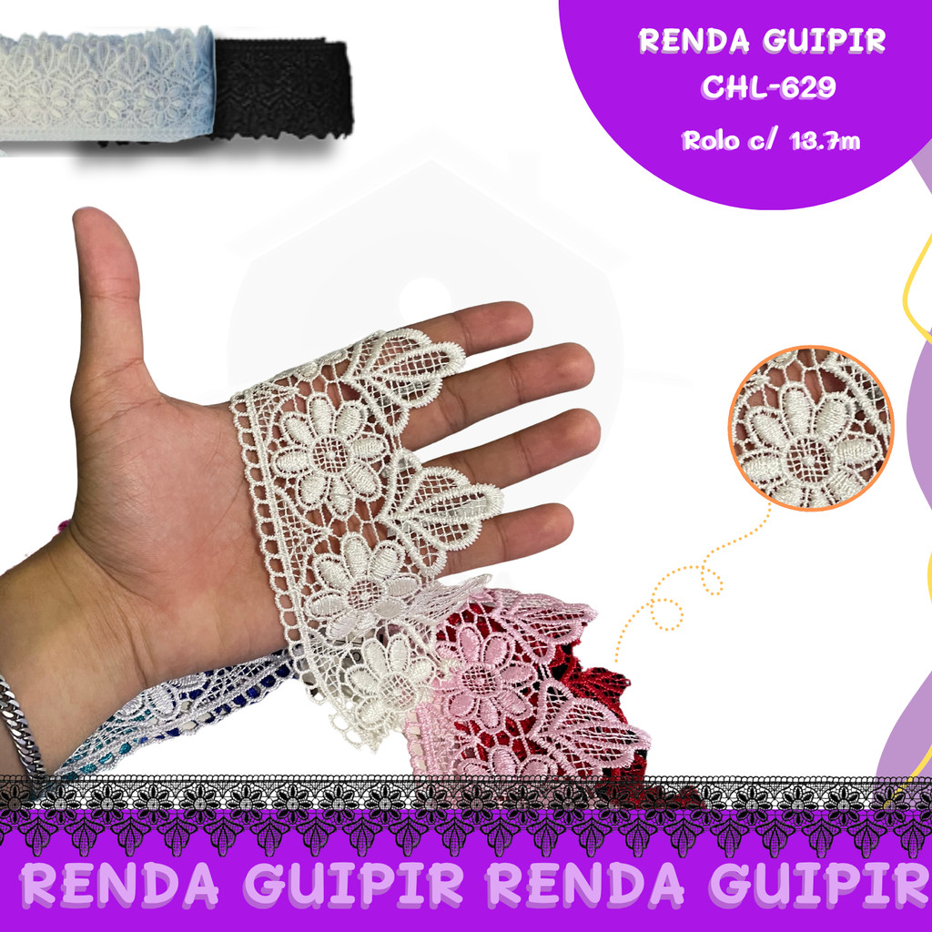Renda Guipir CHL-629 8.0 Cm - Rolo C/13.7 Metros