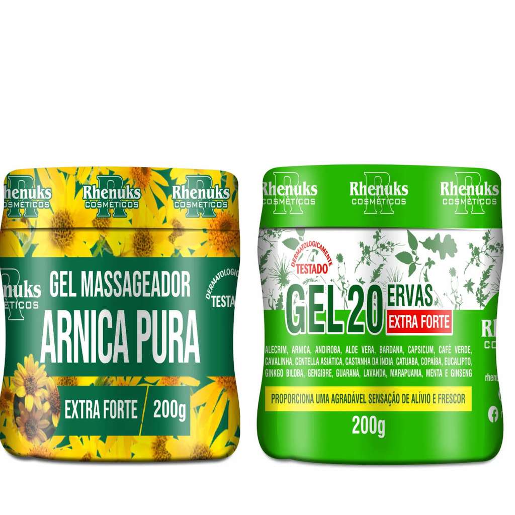 Kit Gel 20 Ervas Forte Gel + Massageador Arnica Pura 200ml