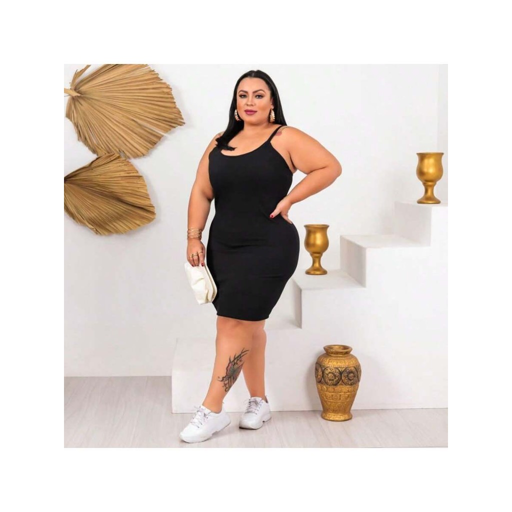 Vestido  Plus Size Canelado Com Bojo/ Modelo Ajusta ao Corpo