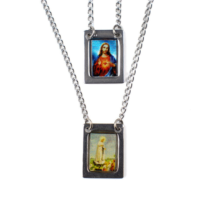 Escapulário Nossa Senhora de Fatima Aço inox foto 1,5x32 cm