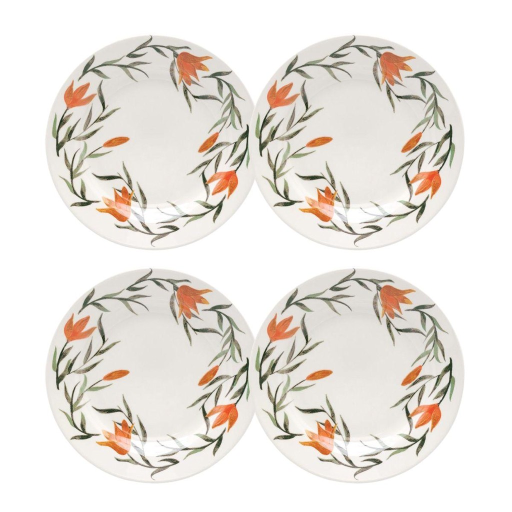 Jogo de 4 Pratos Sobremesa 18 Cm Donna Lírios em Oferta na Shopee