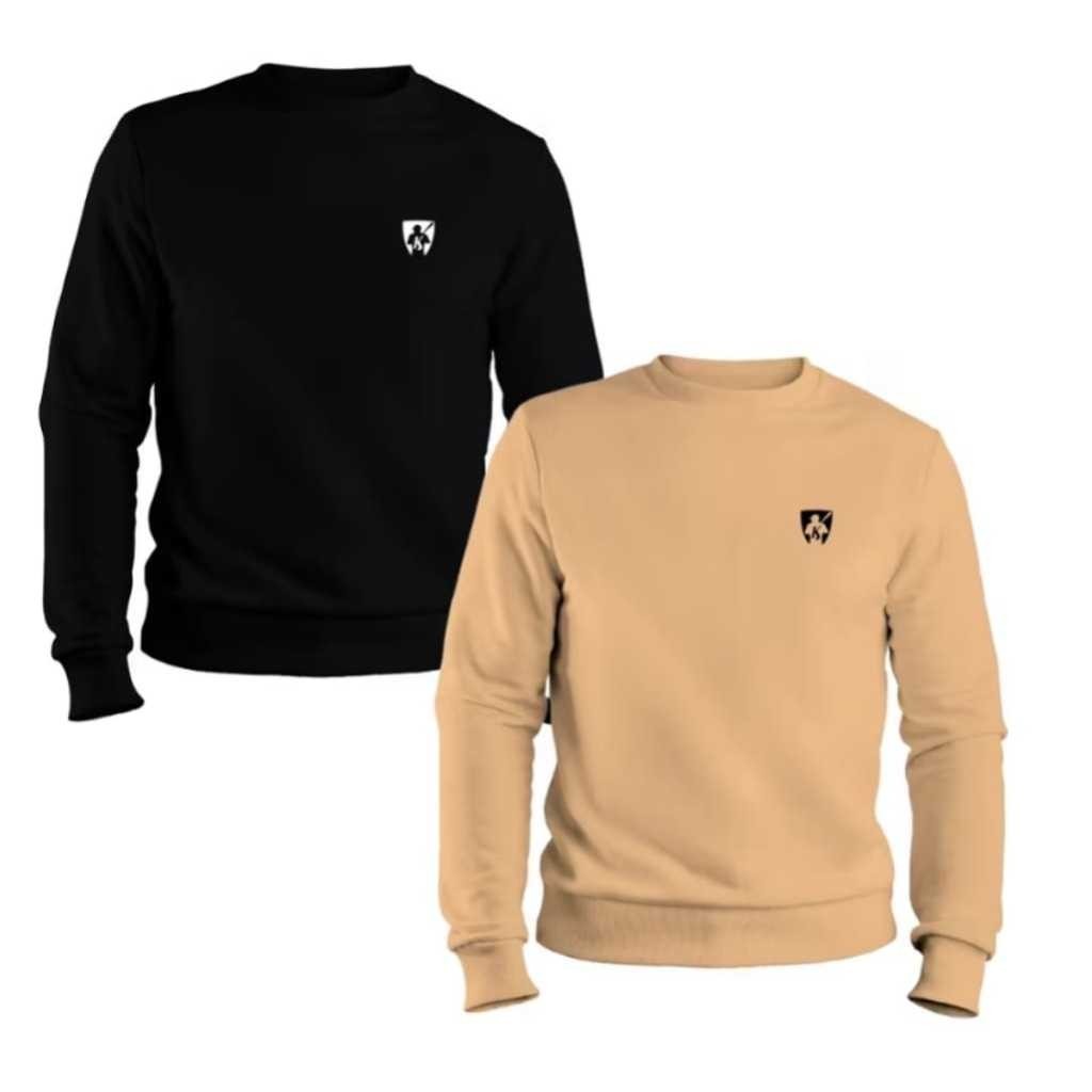 kit 2 Moletom Blusa De Frio Gola Careca Flanelado Unissex Algodão Casaco Oferta