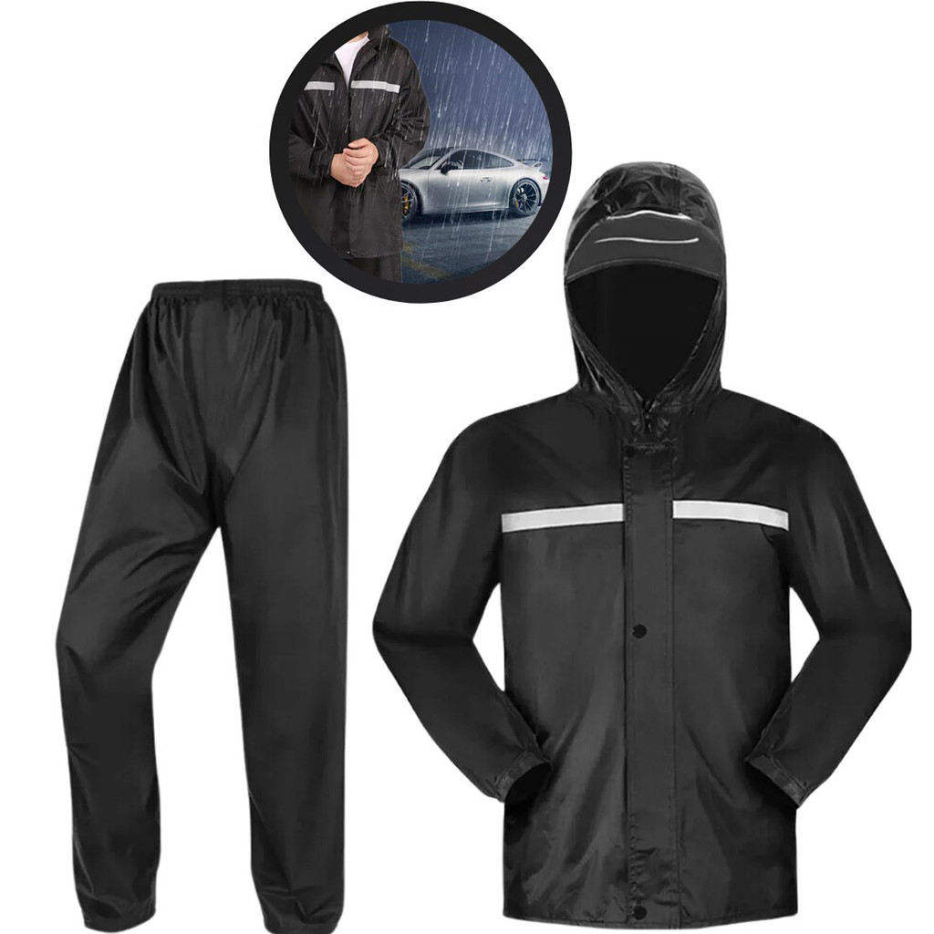 Capa De Chuva Motoqueiro Motoboy Moto Conjunto Impermeável Reforçada Com Capuz PVC em Oferta na Shopee