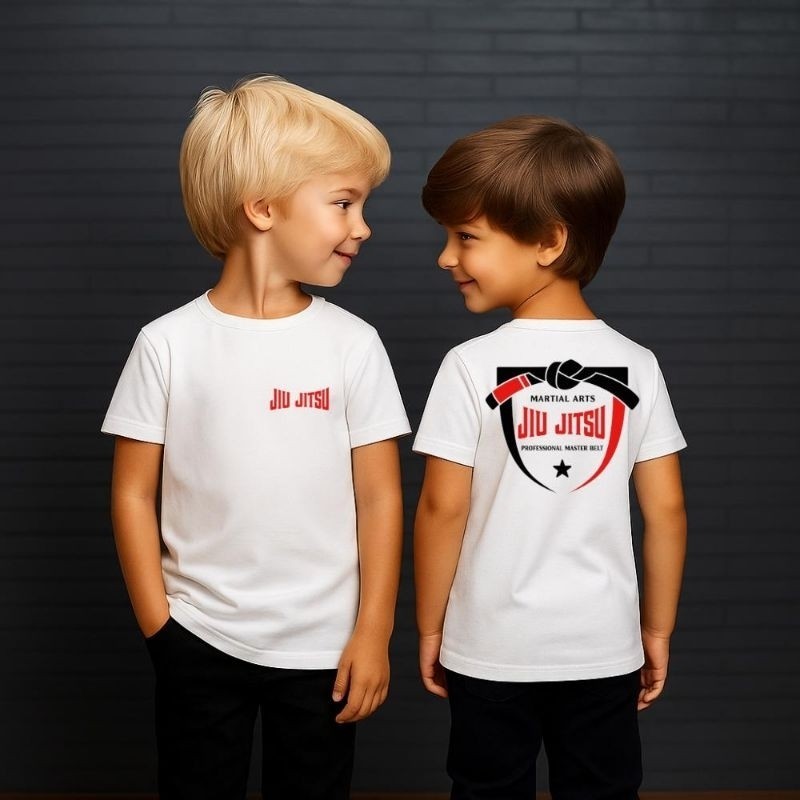 Camisa Infantil Jiu-jitsu Algodão Camiseta Estilo Luta Básica