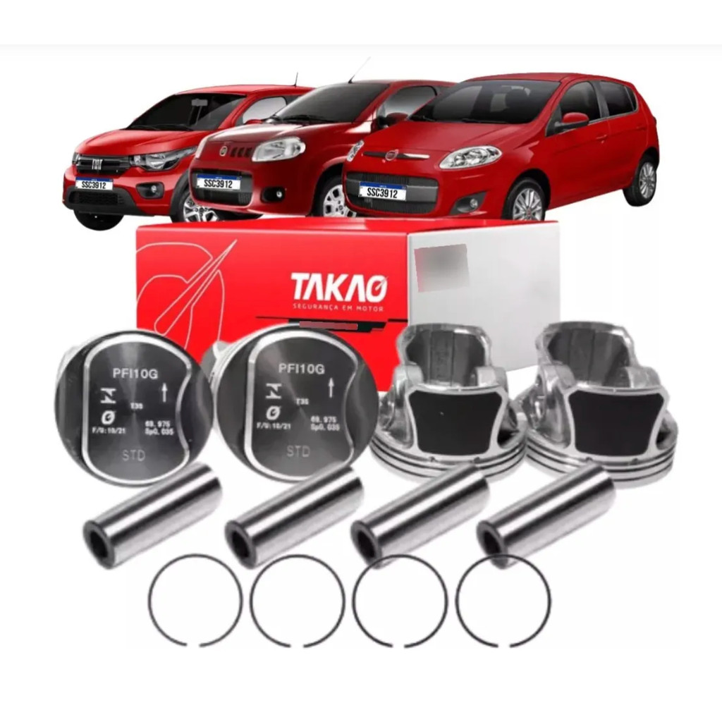 Jogo Pistão C/anel Fiat Uno Palio Mobi Fire Evo 1.0 8v Takao