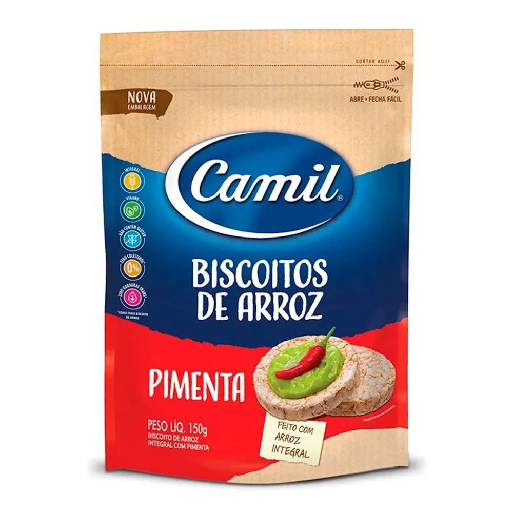 Biscoito Arroz Integral Camil com Pimenta 150g - Food & Beverages