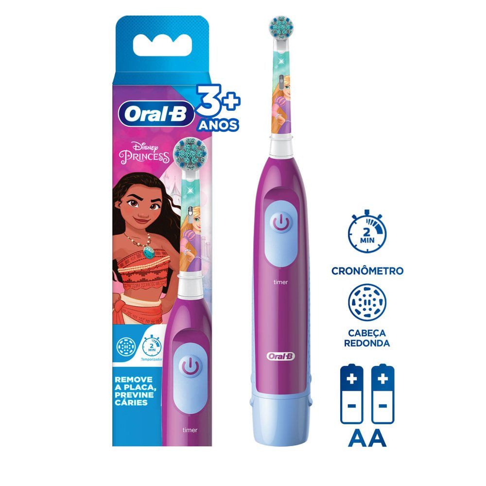 Escova Dental Infantil Oral-B Disney Princess Cores Sortidas + 2 Pilhas AA - Health