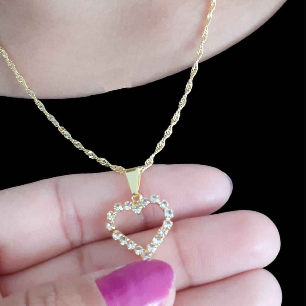 Kit com 15 Lindas Correntes Correntinhas com Pingente Douradas Folheado a Ouro 18k Revenda 21Fem-M