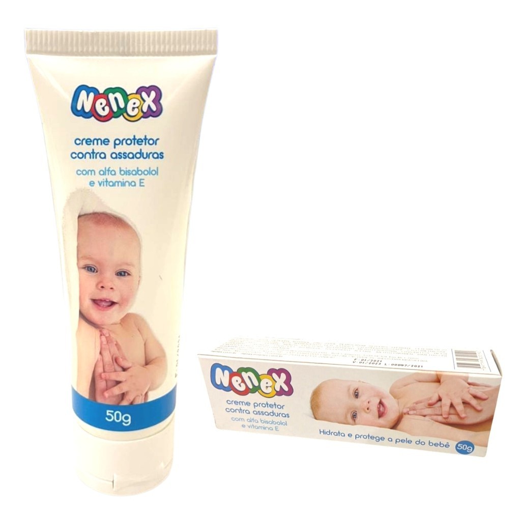 Kit 3 Pomadas / Creme Para Prevenir Assaduras Nenex 50g Hidrata e Protege a Pele do Bebê