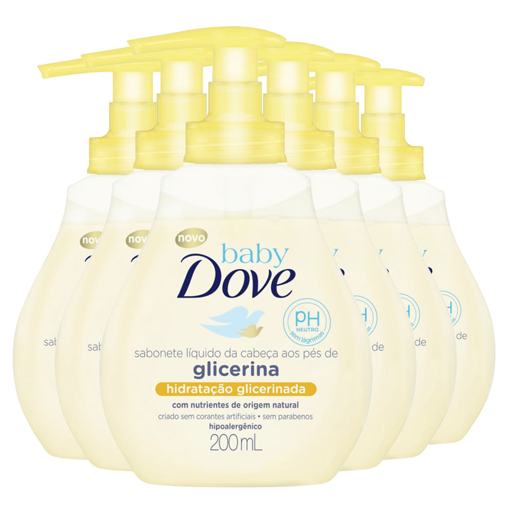 Kit Sabonete Líquido Dove Baby Hidratação Glicerinada 200ml - 6 Unidades - Beauty