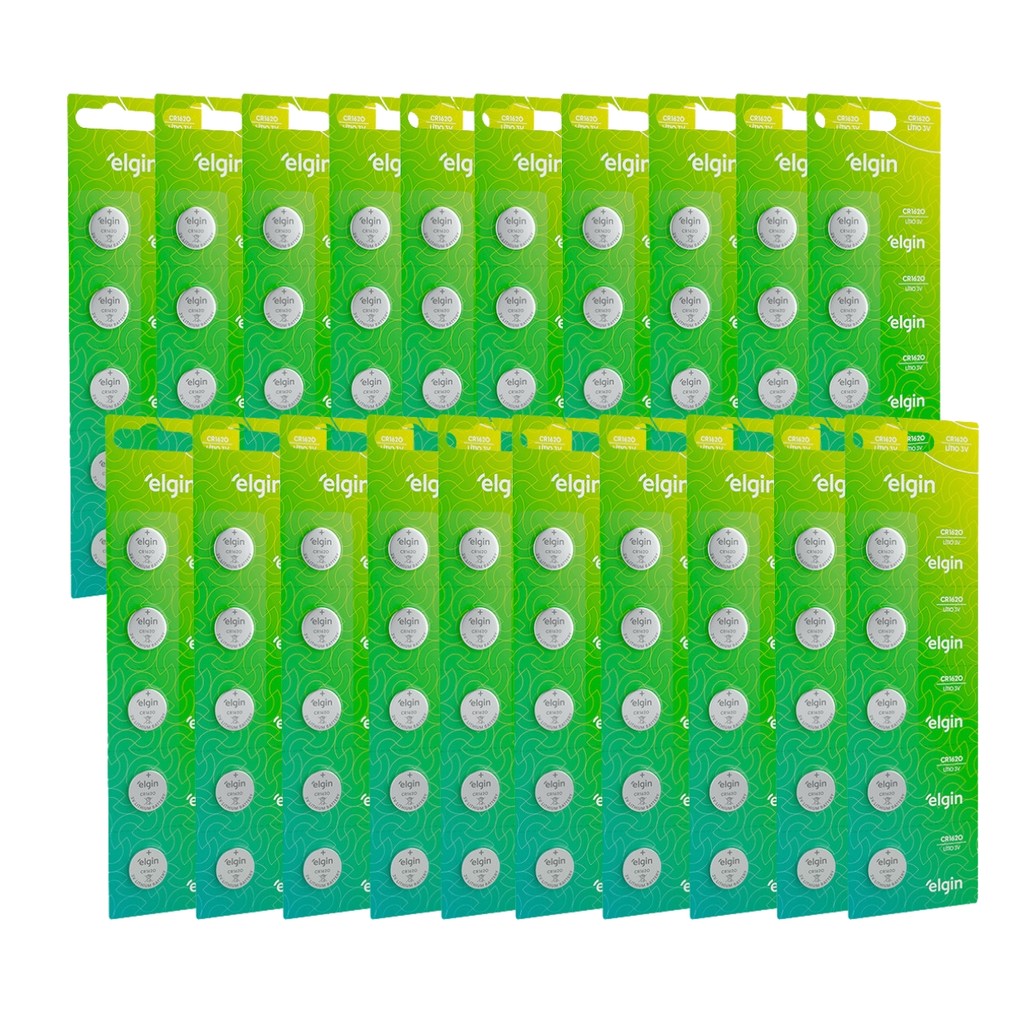 Kit 100 Baterias Moeda Cr1620 20 Cartelas 3v Relógio Elgin em Oferta na Shopee