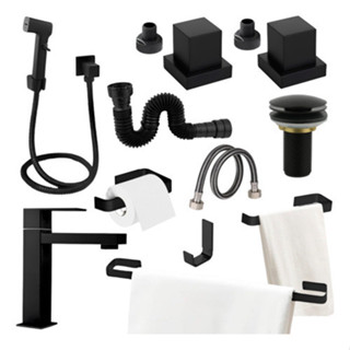 Kit Acessórios Banheiro Completo Preto Fosco Padrão Docol com Torneira e Kit Instalação em Oferta na Shopee