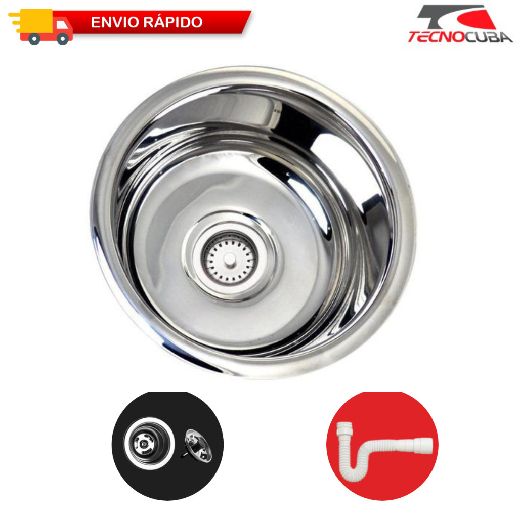 Cuba Pia Inox Redonda 30cm Aço Inox 304- Tecnocuba Valvula/Sifão