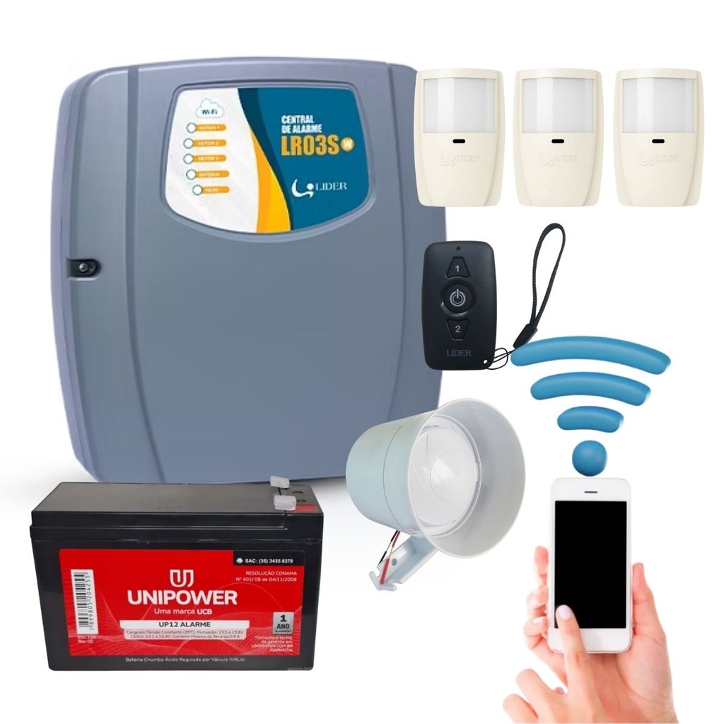 Kit completo para alarme residencial controle Via Aplicativo