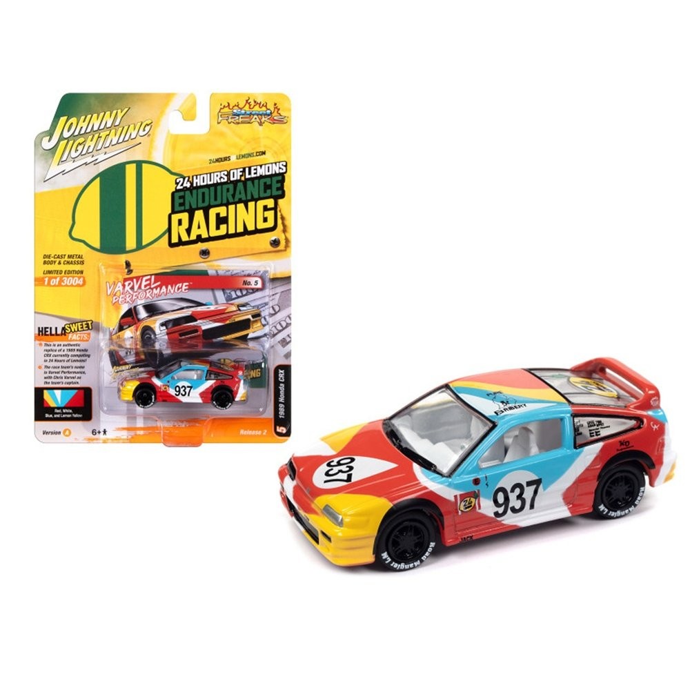 Miniatura Carro Honda CRX (1989) - #937 - 24 Hours Of Lemons Endurance Racing - Street Freaks - 1:64 - Johnny Lightning