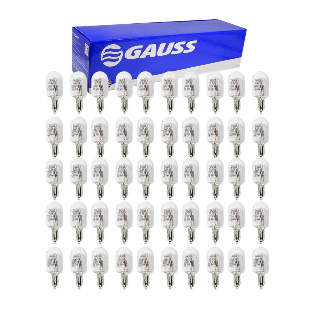 Kit 50 Lâmpada Pingo D'Água Lâmpada Pingão W5W 12v 5W Halógena Universal Gauss GL2825
