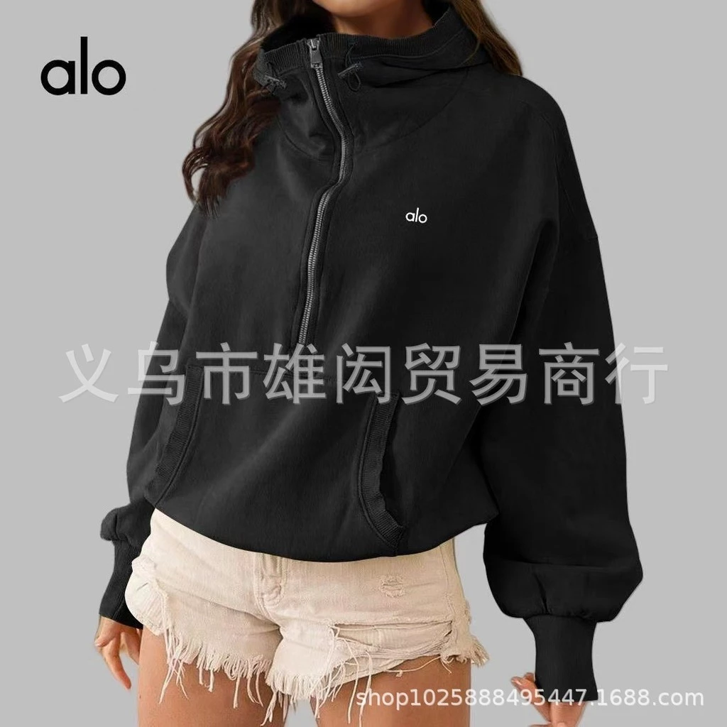 Vestido de ioga estilo americano e camisa esportiva feminina ao ar livre com zíper jaqueta de manga comprida