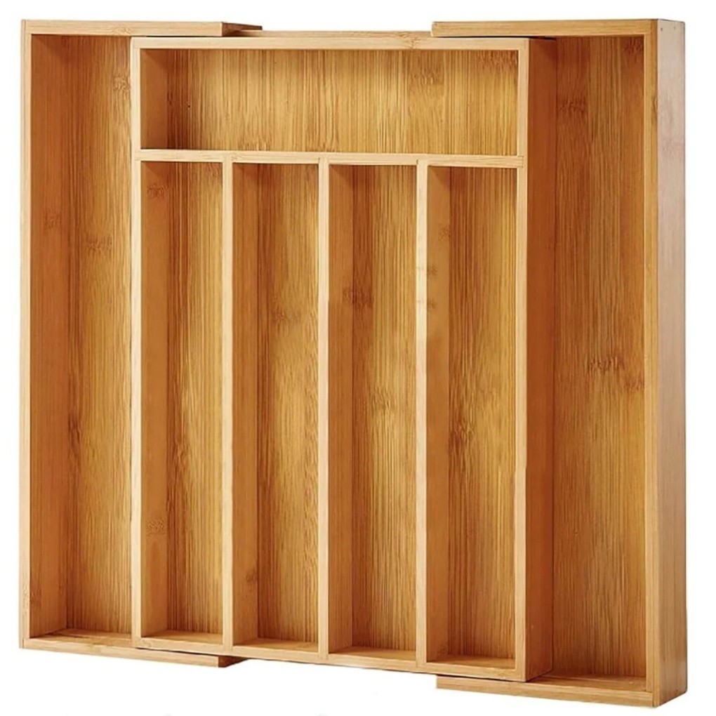 Porta Talheres de Bambu Extensível Organizador de Gavetas com 7 Divisórias Grande Divisor de Cozinha Multiuso em Oferta na Shopee