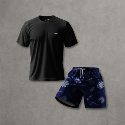 Conjunto Masculino Camiseta Dry Fit E Short Mauricinho Básico P Ao Plus Academia Verão