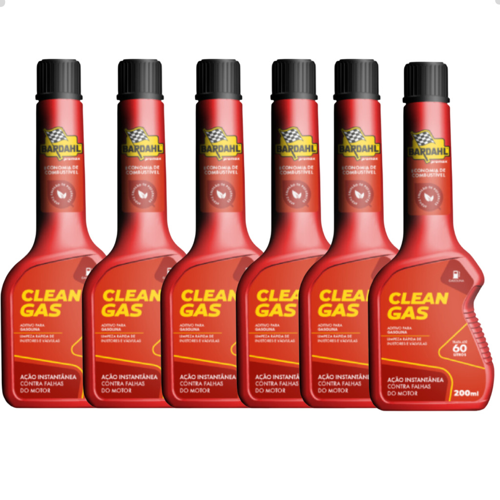 Kit C/6 Aditivo Bardahl Clean Gas Combustível Gasolina 200ml
