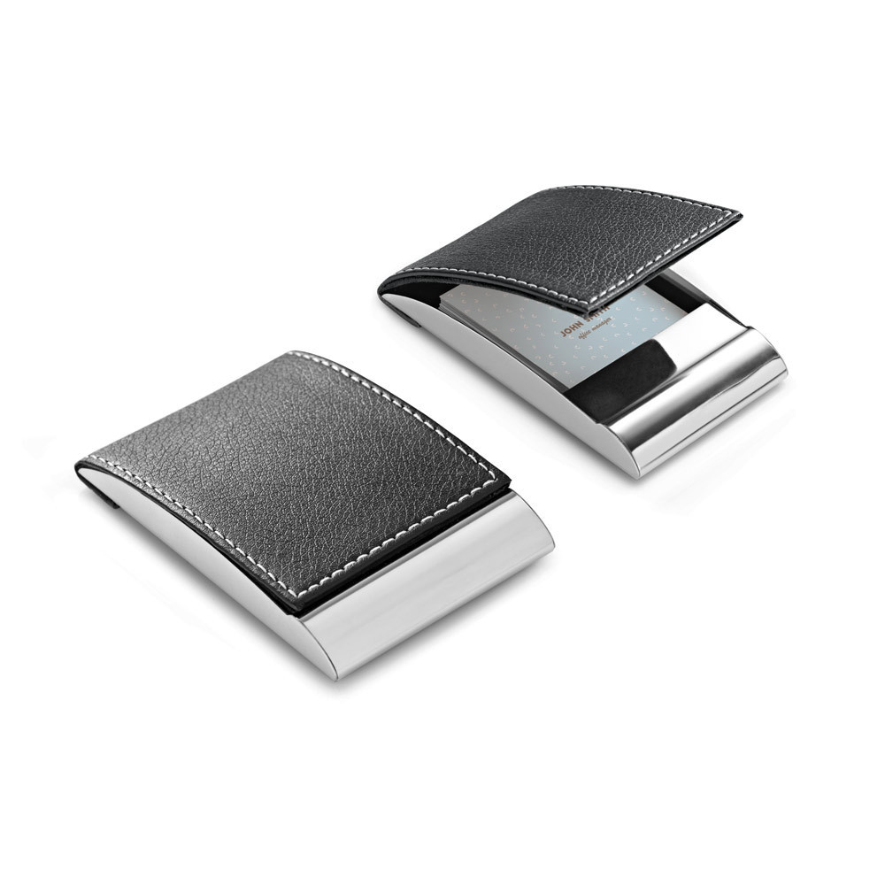 Porta cartões em metal e couro sintético - Ref: 103