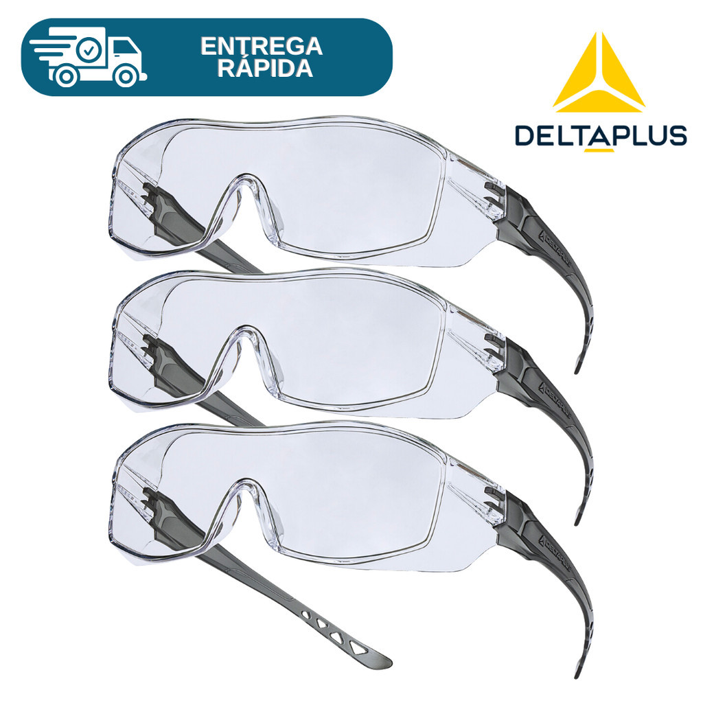 Kit 3 Oculos De Proteção Sobrepor Óculos Grau Segurança Antirrisco Antiembaçante Hekla2 Delta Plus
