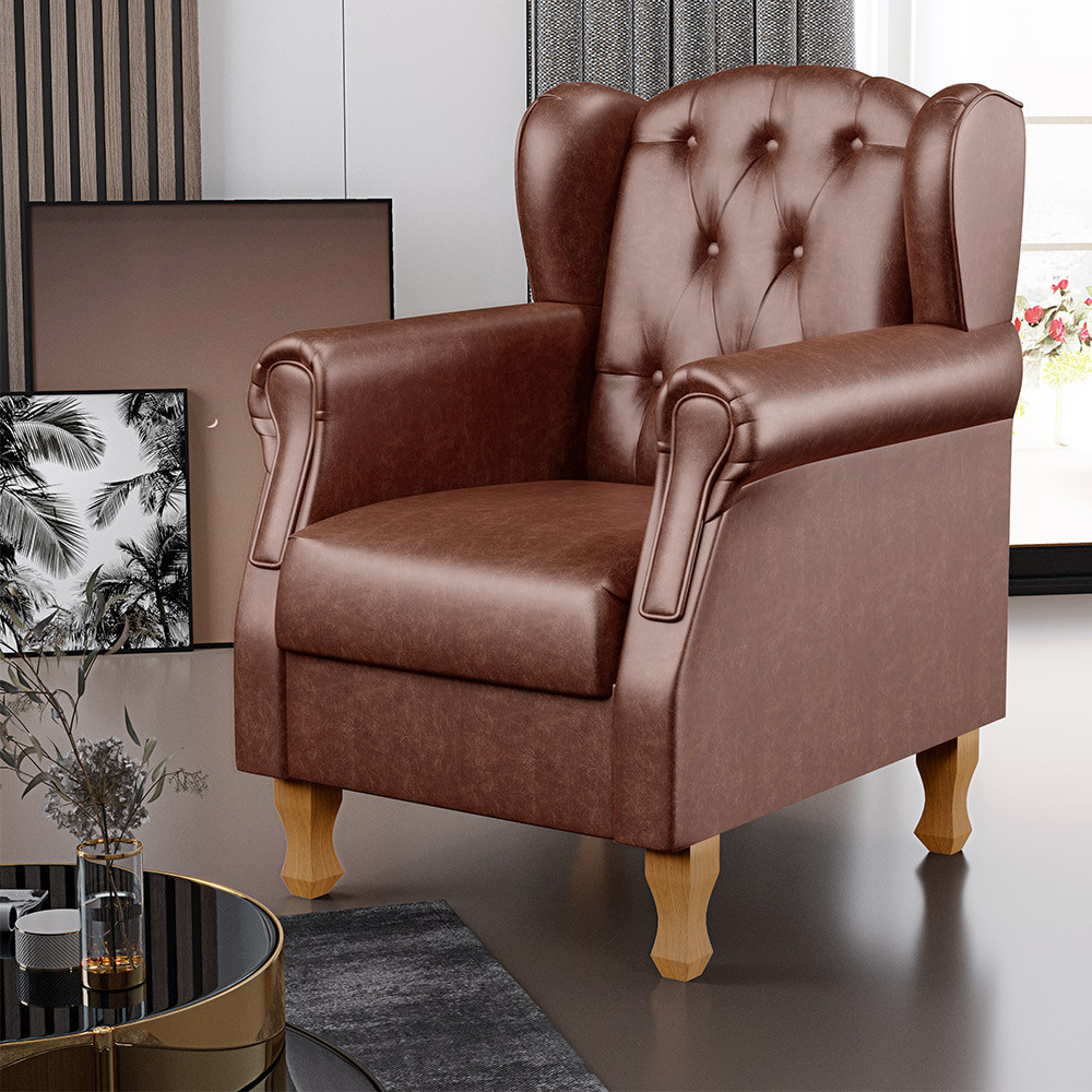 Poltrona Decorativa Para Sala De Estar Yara P02 Couríssimo Marrom - Lyam Decor em Oferta na Shopee