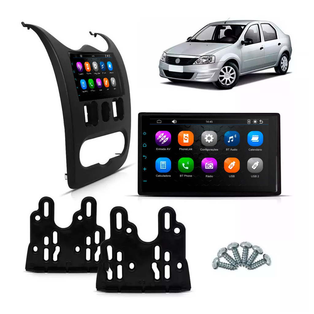 Kit Multimídia 7 Polegadas MP5/BT 2Din + Moldura Preta Logan Sandero - AP662 - Spare Parts and Accessories for Vehicles