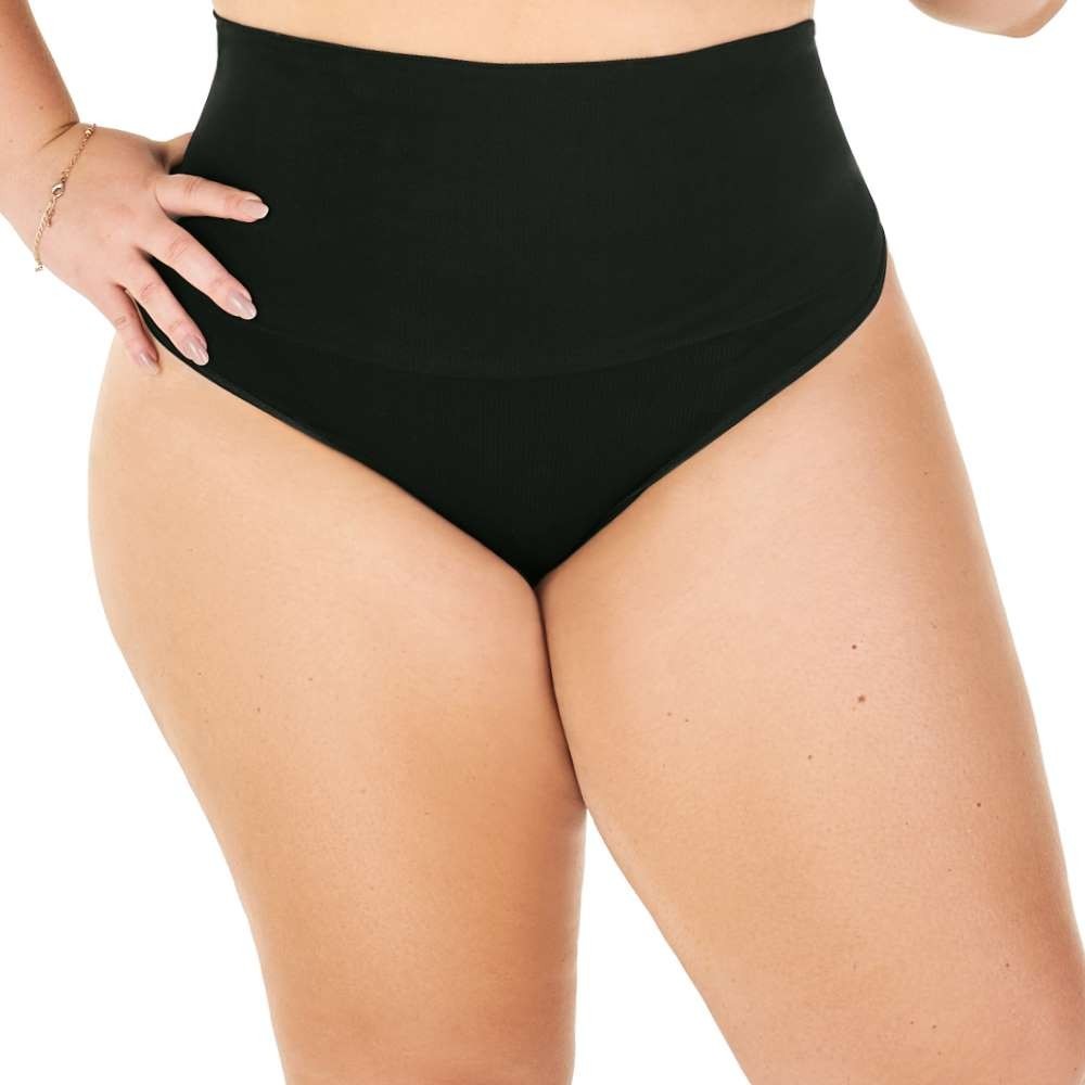Calcinha Tanga Modeladora Plus sem Costura Preta em Oferta na Shopee