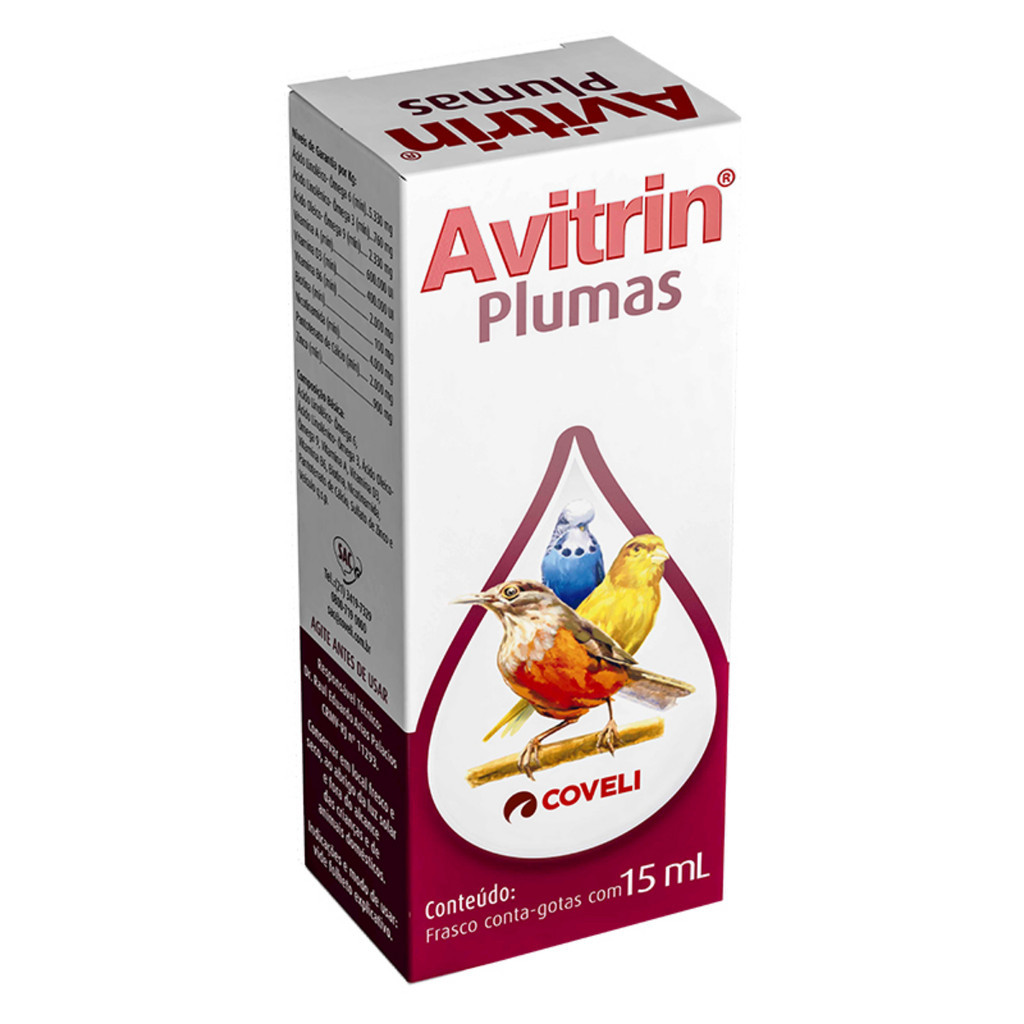 Avitrin Plumas Coveli Suplemento para Pássaros - 15ml - Pets