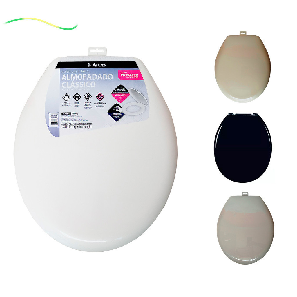 Assento Almofadado Tampa Sanitário Vaso Oval Atlas Primafer