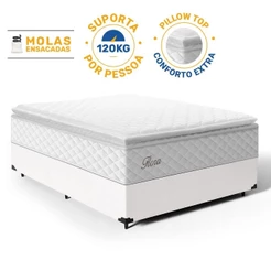 Cama Box com Colchão de Molas Ensacadas Pillow Top Flora Casal 138cm