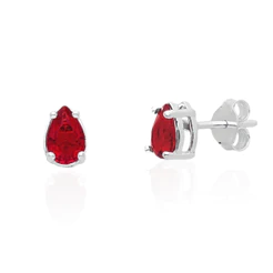 Brincos prata 925 gota zirconia galeria vermelho