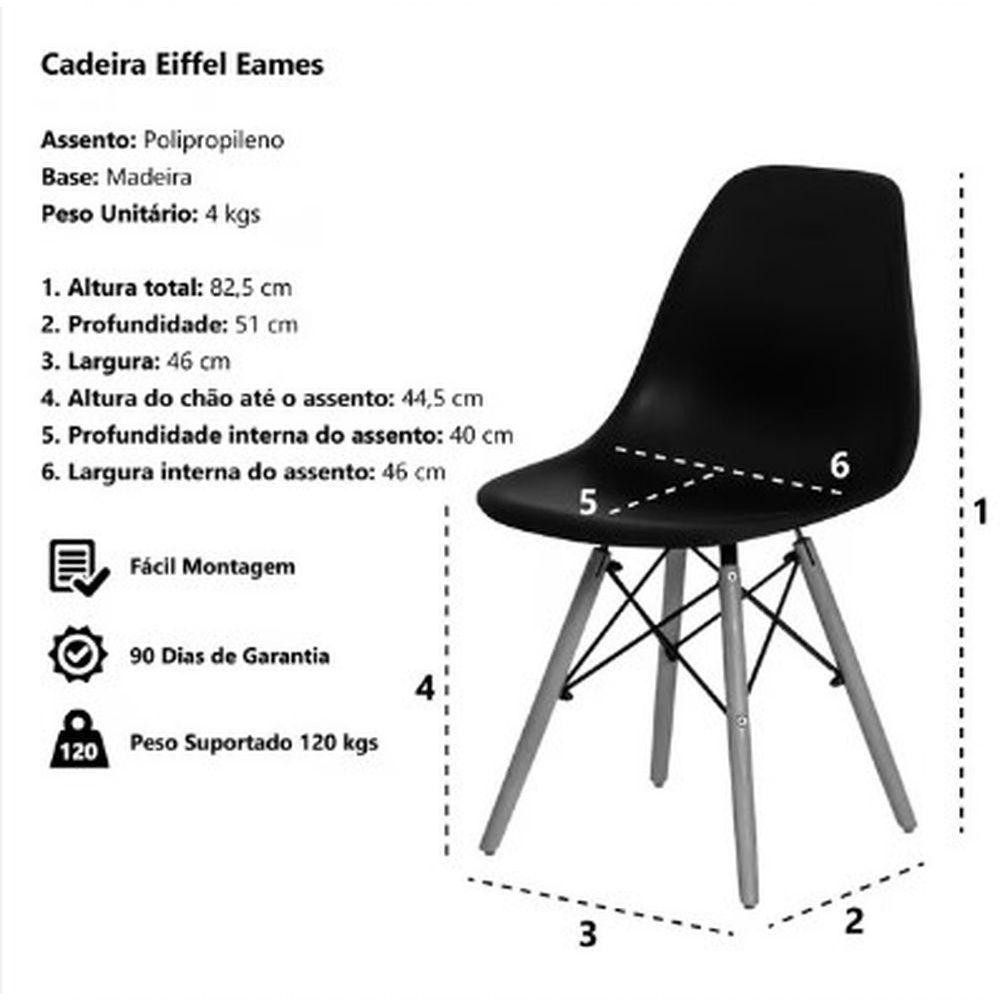 Conjunto De Jantar Mesa Eiffel 90cm Branca 4 Cadeiras Dkr