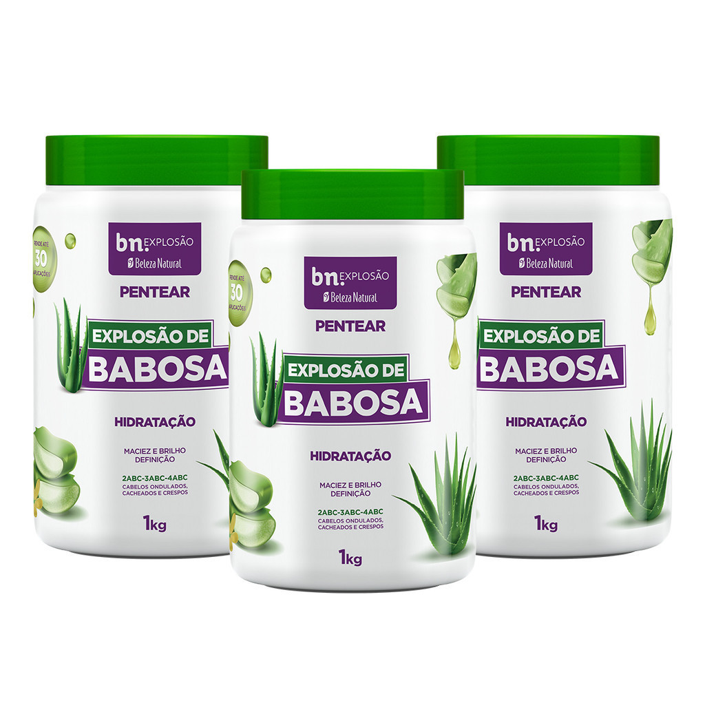 Creme de Pentear para Cachos Explosão de Babosa 1Kg – Beleza Natural (3 itens) em Oferta na Shopee