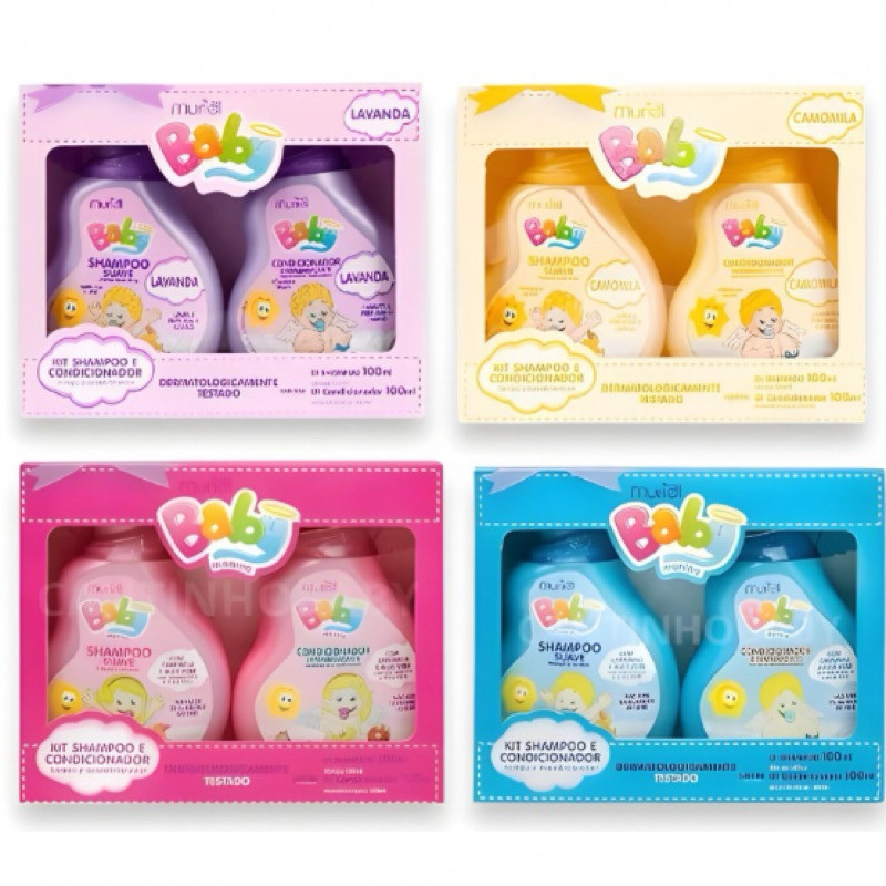 Kit higiene Infantil MURIEL BABY Shampoo e Condicionador Camomila Lavanda Menina Neutro ou Menino Neutro MURIEL BABY