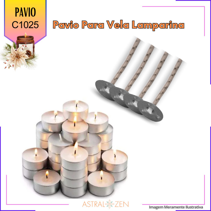 Pavio Para Vela Lamparina 4cm Kit Com 1000un Montado com Ilhós Pavio C1025