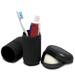Kit de Higiene Porta Escova + Saboneteira Preto - Santa Clara