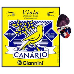Encordoamento Cordas para Viola Caipira Canário Giannini GESVBL Mí+ 2 Palhetas