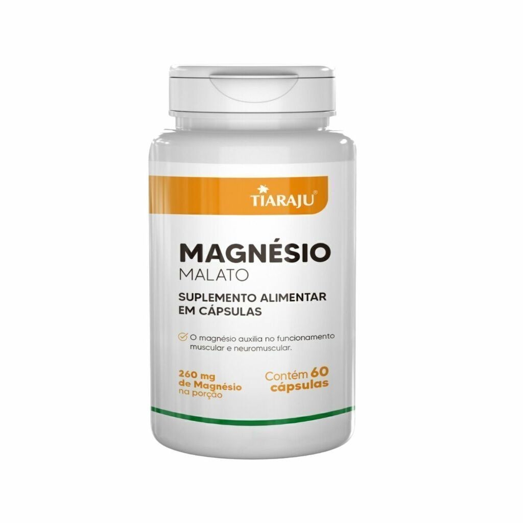 Magnésio 260mg Mineral Ácido Málico Malato Magnésium Suplemento Energia Muscular 60 Cápsulas Tiarajú