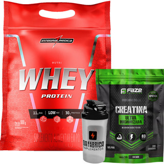 Kit Nutri Whey 900g + Creatina Pura 250g Faze Nutrition + Coqueteleira 600 ML em Oferta na Shopee