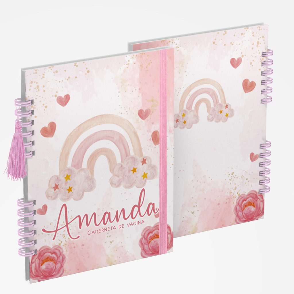 Caderneta de Saúde Vacina Personalizada Menina Arco Iris 1