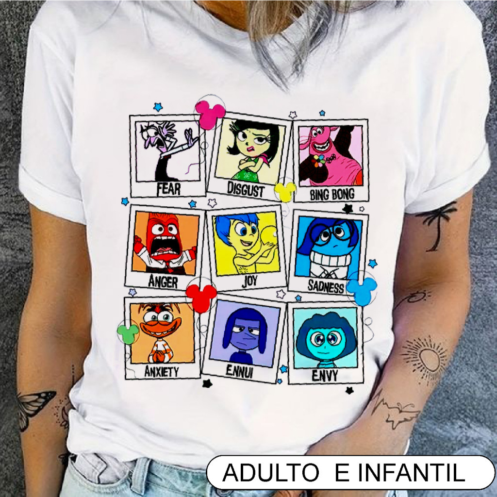 Camiseta blusa divertidamente 2 filme, t shirt divertida mente personagens alegria tisteza,plus size prime
