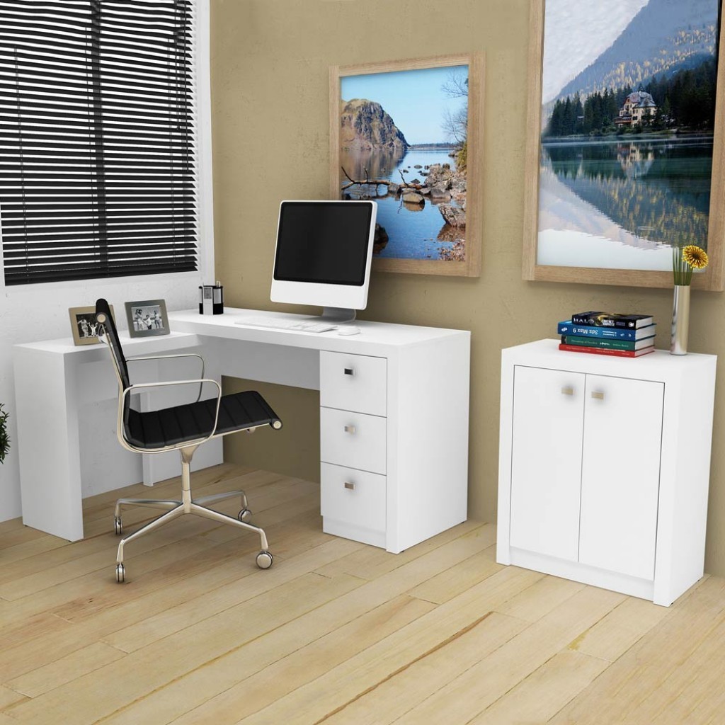 Escritório Completo áustria Branco - Tecno Mobili em Oferta na Shopee