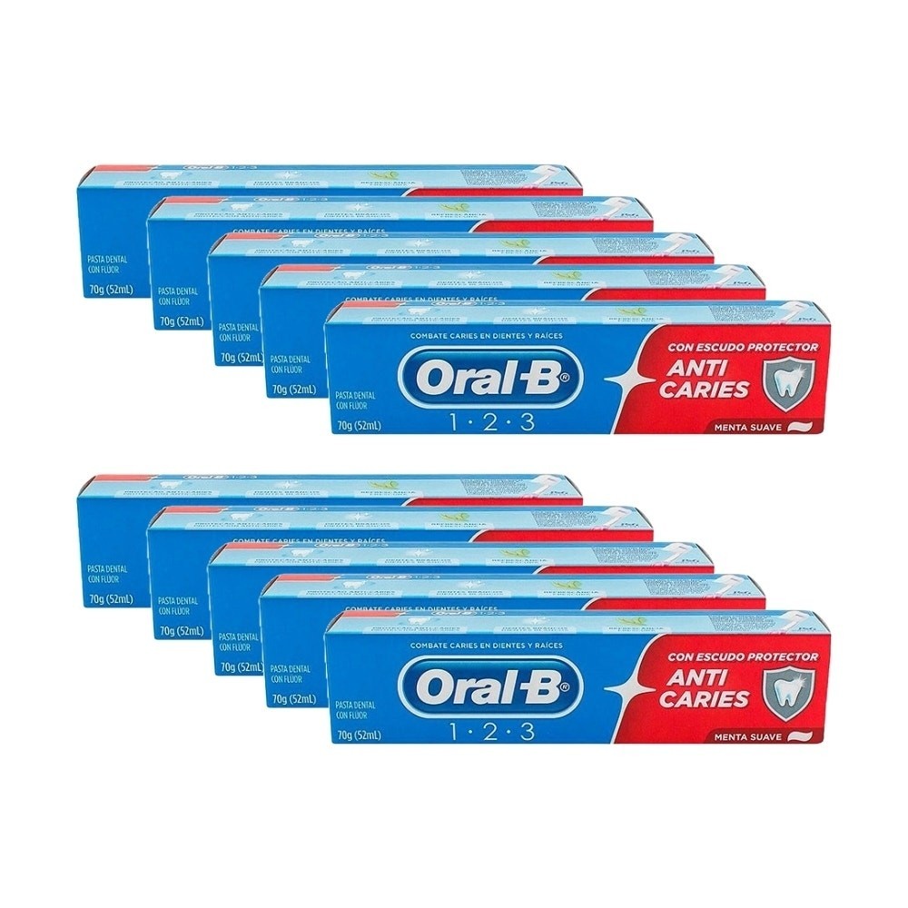Kit Creme Dental Oral B 1 2 3 Anti Caries 70g c/10un em Oferta na Shopee