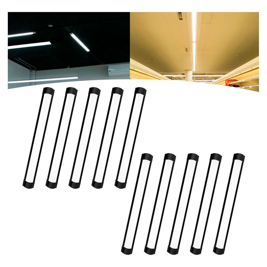 Kit 10 Luminária Tubular Sobrepor Led Linear Preto 40w 120cm 110v/220v