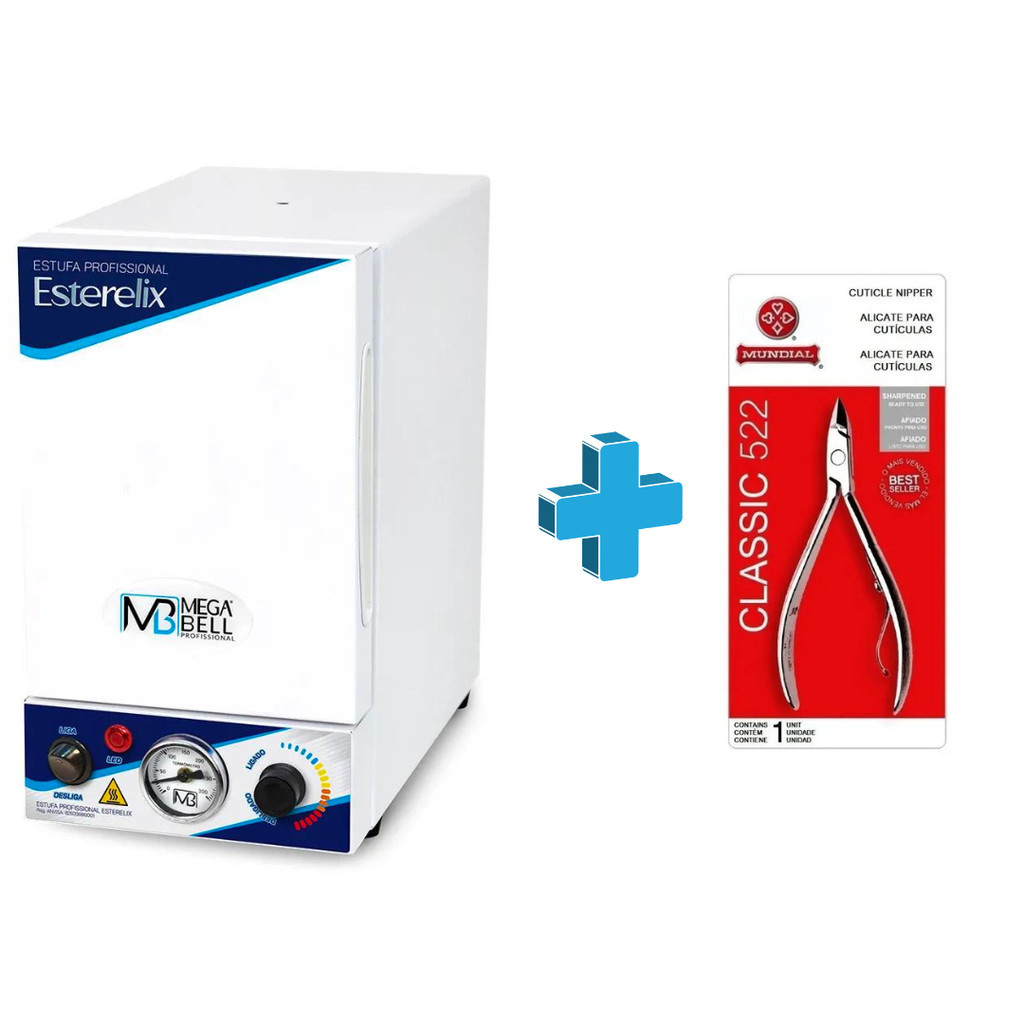 Estufa Esterilizadora Profissional Para Manicure Esterelix Bivolt 4,2L + Alicate Mundial 522